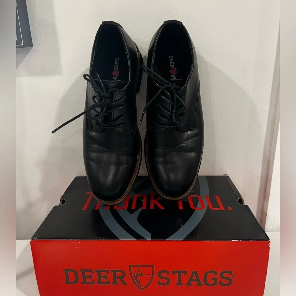 Deer Stags Denny Men’s Black Dress Shoes Size 5M Classic Lace-Up Oxford Business